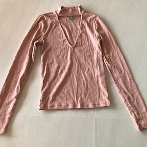 Light Pink Top with Choker Neck Detail